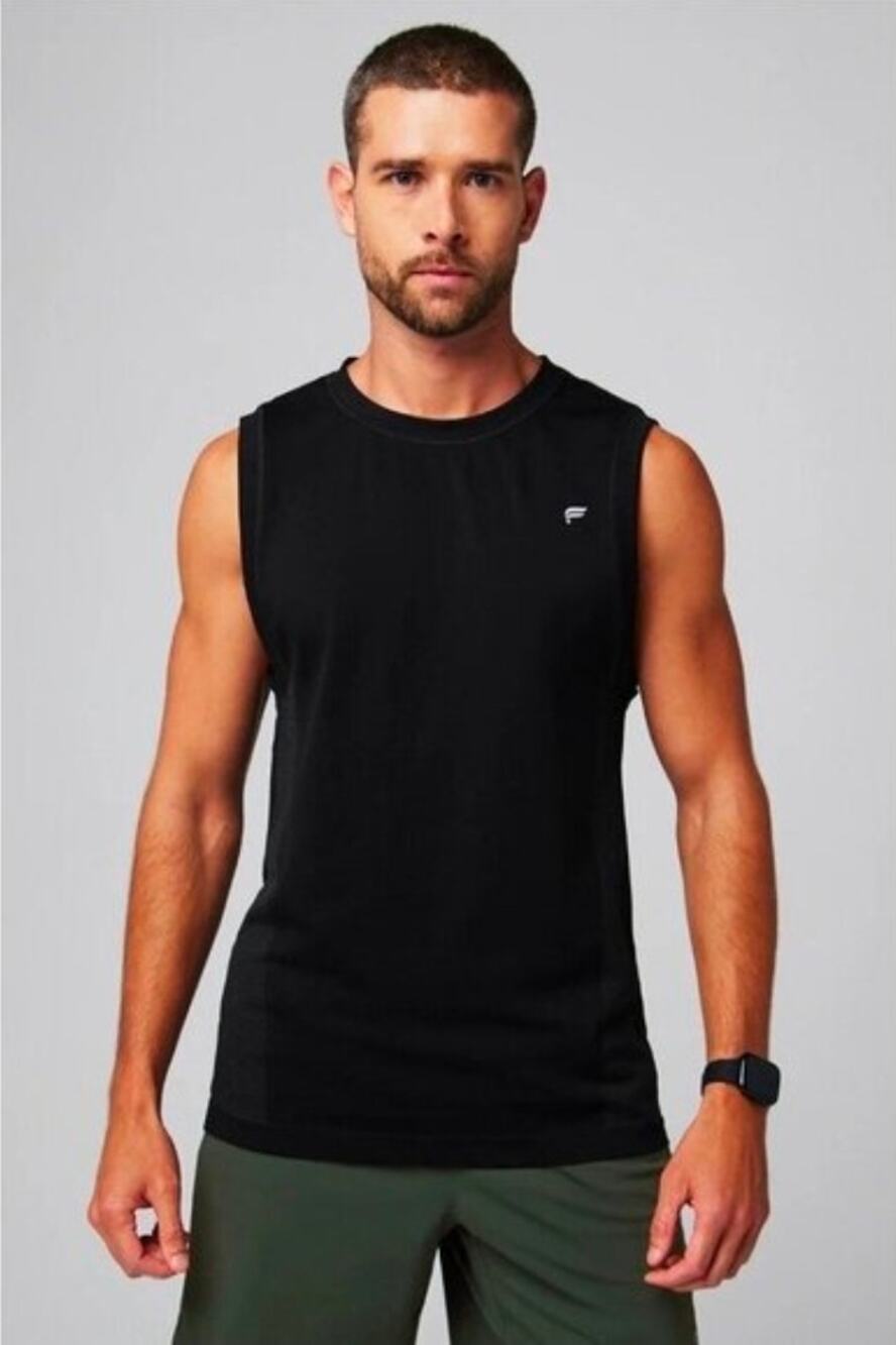 Fabletics Training Day Tank Top Muscle Shirt Black Gradient Seamless Large Gym